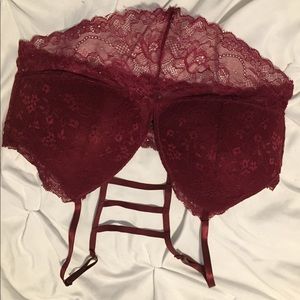 Ruby red bandeau style top with straps
